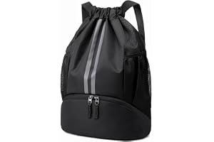 Sioloc Waterproof Drawstring Backpack for Gym & Swim – Lightweight Sports Bag with Shoe Compartment, Large Capacity, Wet/Dry 