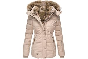 L9WEI Veste fine et chaude à capuche pour femme - Veste d'hiver chaude et légère - Manteau en duvet épais - Veste extérieure