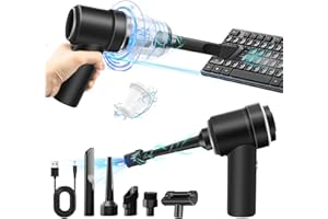 AMAZEFAN Druckluftspray PC Reinigung 3 in 1,Handstaubsauger Elektrische Staubgebläse Druckluft,Auto Tastatur Reinigungsset mit Led und 40000 U/min,Staubsauger Kabellos Stark Mit 4000 mAh Akku für Auto Zubehör