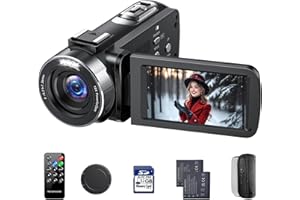 FIREFOTO Videokamera 4K Camcorder, 42MP Vlog Kamera mit 18x Digitalzoom & 3 Zoll 270° Drehbarem Display, YouTube Kamera mit LED-Fülllicht, Webcam-Funktion, 2 Akkus, 32GB SD-Karte und Fernbedienung