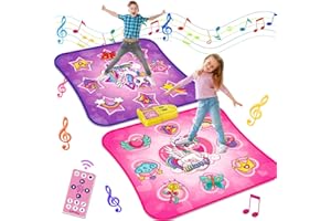 TERRAMUS Dance Mat Toys for 3-12 Year Old Kids, Single & Double Player Dance Game Pad with Led Light & Wireless Bluetooth, 9 Levels Built-in Music Play Mats, Birthday Xmas Gift for Girls Boys Toddlers