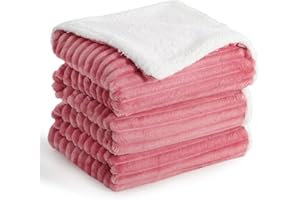 Aisbo Manta Cama Invierno para Cama 180/200, Sherpa Franela Reversible Polar con Cordón para Sofá, Borreguito Gruesa, Suave, Caliente, Sillón, Transpirable para Invierno (Rosa, 220 x 240 cm)