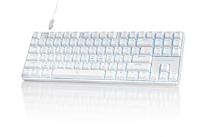TMKB TECHNOLOGY MECHANICAL KEYBOARD TMKB T87SE TKL Tastiera Meccanica Gaming, Tastiera Cablata con Interruttori Lineari Rossi, LED Retroilluminazione, Type-C Mini Compatti 87 Tasti Anti-Ghosting per PC Mac OS, Layout US, Bianca