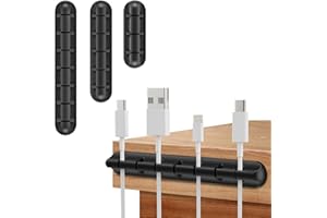 aonova Cable Clips, 3 Pack Cable Holder Clips/Cord Management for Organizing Cords, PC, USB Charging Cable, Ideal Home, Office, Car - Silicone, Self Adhesive, Black