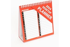 EVELAY Desk Calendar 2024 Month to View Free Standing Flip Over Spiral Bound for Home Office School 17cm x 17cm