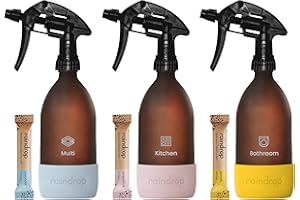 RAINDROP CLEAN Raindrop Plastic Free Cleaning | 3x Glass Bottles For Life and Cleaning Refills | Bathroom, Kitchen and Multi-surface Cleaning | Eco-friendly, Safe and Effective