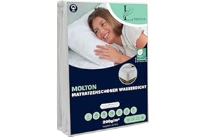Limenda Molton Matratzenschoner 90 x 200 (2er Set) - wasserdichte Molton Matratzenauflage 90x200 aus 100% Baumwolle, Matratzenschutz, Inkontinenzunterlage waschbar
