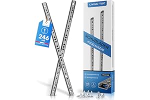 LIVING-TEC LIVING TEC® Drawer Runners 246 mm x 17 mm Groove - 1 Pair Slide Rail Including Mounting Screws - Drawer Slides - Drawer Runners - Runners for Drawers Rail System - Slides