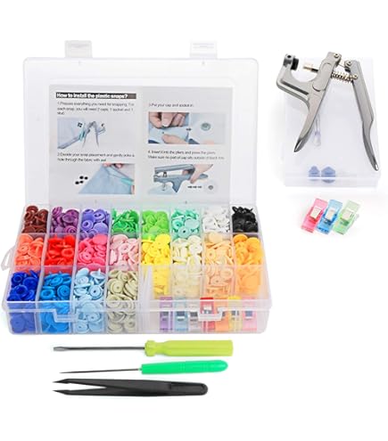 CHEPULA Lot De 200 Boutons Pression En Métal De 9,5 Mm Avec Pince, Bouton-pression Pour Combinaison, Barboteuse, Tablier, Vêtements, Bavoir, Couture, Loisirs Créatifs, 10 Couleurs