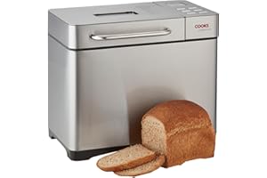 Cooks Professional Digital Bread Maker with Fruit & Seed Dispenser, 19 Programmes inc Gluten Free, Window, Delay & Keep Warm Function, Non-Stick Pan | Kitchen Countertop Breadmaker Machine | Silver