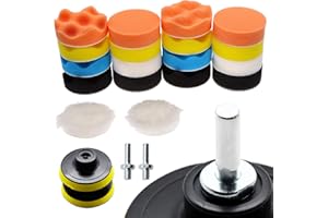 ROIIKETU Polishing Pads for Drill,25Pcs 8cm/3” Sponge Waxing Buffing Pad & Woolen Polishing Pad Set with M10 Drill Adapter for Auto Car Polisher (22)