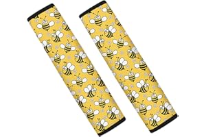 Showudesigns Bee Floral Seat Belt Cushion Pads Yellow Seat Belt Shoulder Pad Adult Kids Universal Fit/Seatbelt Strap Cover Protect Neck and Shoulder