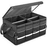 B&uuml;y&uuml;k Boy Premium Ara&ccedil; İ&ccedil;i Bagaj D&uuml;zenleyici Organizer &Ccedil;anta Oxford Kumaş Reflekt&ouml;rl&uuml; Araba Oto Bagaj &Ccedil;antası 60x30x35 cm Siy