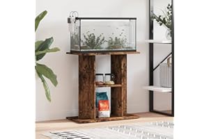 Homgoday Aquarienständer aus Holzwerkstoff, geräucherte Eiche, 60x30x60 cm, für sichere Aufbewahrung und Elegante Wohnraumgestaltung Model833572