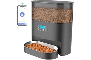 honeyguaridan Automatyczny karmnik dla kotów, sterowany aplikacją z 2 pojemnikami, 6,5 l, automatyczny karmnik dla kotów z timerem, kontrola porcji 0-48, nagrywanie głosu 10 s – Wi-Fi automatyczny