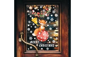 WandSticker4U® - Reusable Window Stickers Christmas Children Fox on Christmas Ball Self-Adhesive I Christmas Decoration Window Sticker Winter Children's Room