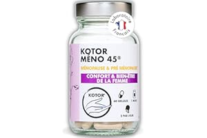 KOTOR PHARMA KOTOR MENO45 | Bouffées de Chaleur, Sueurs Nocturnes, Libido, Irritabilité, Fatigue | Pré & Ménopause | Houblon + Maca + Graines de Lin + Vitamines E & C | 60 Gélules | Produit en France