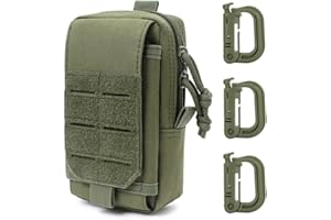 MUCHER Molle torba biodrowa na telefon komórkowy EDC Utility, nerka biodrowa z 3 haczykami, do aktywności na świeżym powietrzu, wędrówek, polowania, treningu, wojskowa zieleń, tornister zestaw