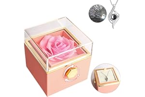 CELERAUR Collier de Roses éternelles avec I Love You en 100 Langues, Fleurs éternelles Cadeau pour Elle Femme Épouse Petite Amie à Noël Saint-Valentin Fête des mères Anniversaire Anniversaire Cadeaux (Rose)