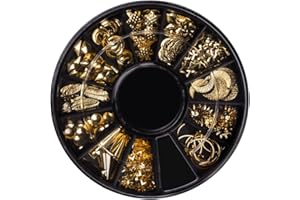 ‎NÉONAIL NEONAIL Karuzela z ozdobami 3D do paznokci 06 Złote Nail Art Biżuteria do zdobienia