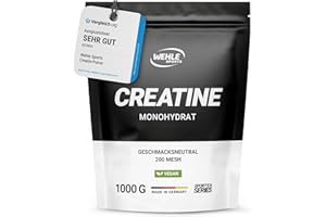‎WEHLE SPORTS Creatin Monohydrat 1kg Pulver – reines Kreatin, mikronisierte Qualität Mesh 200, hochdosiert, 100% vegan – Wehle Sports (1000g) – Verpackung kann variieren