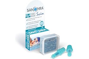 SANOHRA - Tapones para los oídos impermeables para nadar, reutilizables, 1 par, para adultos, color azu