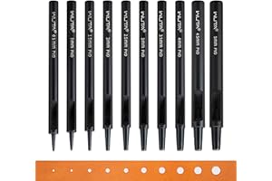 WUTA Beschichtung Titan Locheisen Set, Rund Hohlstanz-Schneidewerkzeug, Locheisensatz für Leder, Uhrenarmband, Dichtungsgürtel(10 Stück)