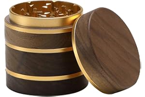 DCOU Nuovo rilascio Premium Grande Raccoglitore di polline di spezie in legno con coperchio magnetico e polline catcher 4 pezzi 2,5 pollici (Oro)