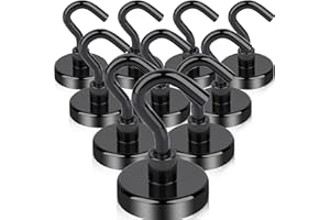 OCEUMAOA 10 ganci magnetici extra forti, 32 mm, al neodimio con gancio, senza punzonatura, per porte in ferro, frigoriferi, cucina, appendiabiti, ufficio, magneti, colore nero, 38 kg