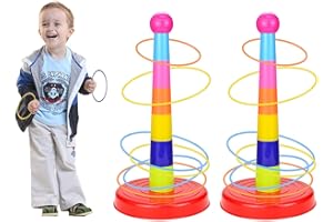 YIBANG Set giochi all'aperto per bambini, gioco da lancio per bambini, Gioco del lancio degli anelli a cono per bambini con 30 anelli da lancio e borsa da viaggio, set di gioco attivo e di lancio colorato