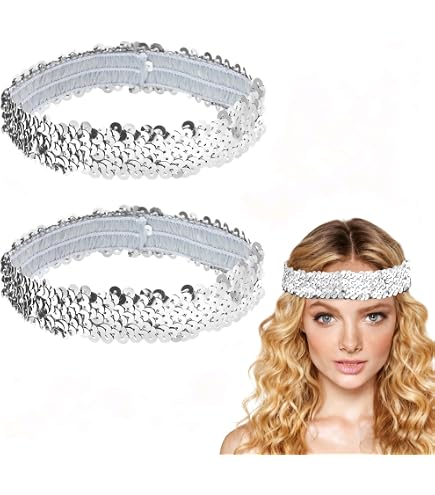 Semato Fascia Per Capelli Larga Glitterata Bianca – Antiscivolo Per Bambine E Ragazze – Accessorio Scintillante - 2