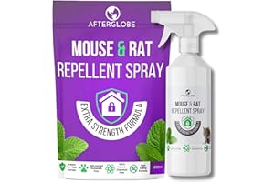 Afterglobe Peppermint Mouse Repellent Spray – Extra Strength Rat and Mice Deterrent for Your Home 100% Natural Safe for Humans & Pets, Non-Toxic and Not Poison