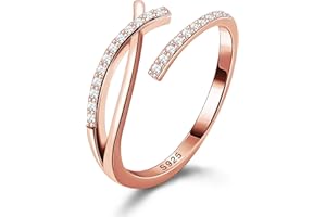 JeweBella Ring Silber 925 für Damen Silber/Gold/Roségold Fingerring Minimalistisch Zirkonia Ring Frauen Offener Verstellbare Ring