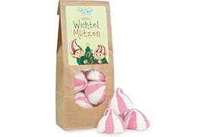 ‎DER ZUCKERBÄCKER Wichtel-Mützen im Geschenk-Beutel, Marshmallow-Geschenk zu Weihnachten, Nikolaus oder als Adventskalender-Füllung