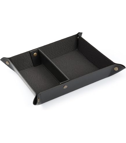 Plateau Rangement En Cuir Synthétique - Organisateur Bijoux, Montres, Clés - 4 Compartiments - Blanc - 30,2x20x4,2 Cm - 10