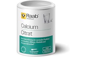 ‎RAAB VITALFOOD Raab Vitalfood Calcium-Citrat Pulver, 90 g, vegan, gut zu dosieren, Sportler, Unterstützung von Muskeln & Knochen, Elektrolyt-Haushalt
