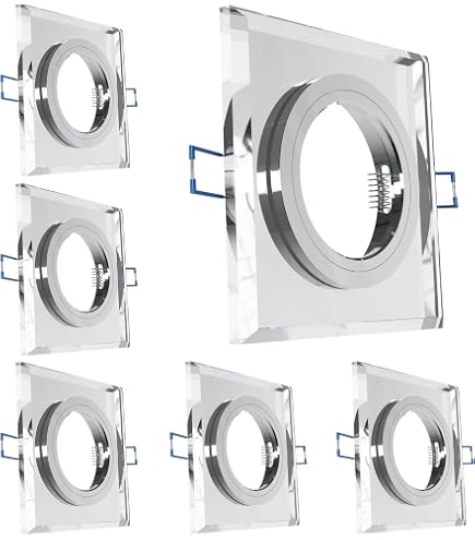 SSC-LUXon 6er Set Einbaustrahler BEDA IP65 - Quadratisch Alu Gebürstet Für Bad & Außen