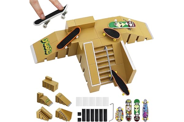 Skateboard à Doigts, 6 Pièces Finger Skateboards Mini Planche à roulettes Skate Boarding Jouets Finger Skate Park Fingertoy Set pour Enfants