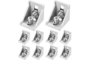 BNNRJIA 10 Pz Staffa Profilo Alluminios, Connettori Angolari in Alluminios a 90 Gradi Angolo, Staffe Angolari in Alluminio 4040, Staffa Profilo Angolare in Alluminio per 40x40 Materiale di Montaggio