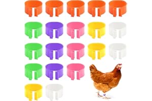 HIOIP 20Pcs Chicken Leg Rings, 16mm Clip On Leg Rings Multicoloured Chicken Identification Leg Bands, Poultry Leg Rings for Chickens, Ducks, Hens, Poultry, Large Fowl (Mixed Colors)