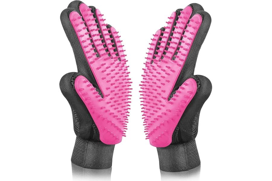 BYETOO Pet Dog Cat Grooming Glove,Gentle Deshedding Brush Glove,Efficient Pet Hair Remover Mitt,Massage Tool with Enhanced Five Finger Design,for Dogs,Cats,Rabbits,Horses with Long/Short Fur,1 Pair