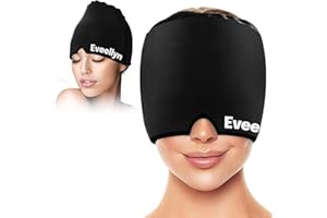 EVEELLYN Migraine Relief Cap, Reusable Hot or Cold Therapy Headache Cap, Flexible Head Wrap, Multifunctional Gel Headache Relief Cap for Tension Headache Relief, Sinus tress, Puffy Eyes Gifts (Black)