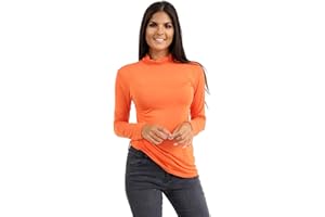 STAR FASHION Womens Polo Neck Jumper Tops Long Sleeve Ladies Roll Turtle Neck Plain Knitted Pullover Sweatshirt for Ladies Stretch Lightweight Sweater Top UK Size 8 to 24