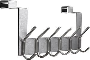 Dseap türhaken, edelstahl türgarderobe innenseite türhakenleiste türaufhänger kleiderhaken tür zum einhängen kleidung hut handtuch mantel, mit 6 haken, gebürstetes nickel