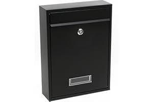 Boite aux Lettres Murale Courrier Noir Revêtement par Poudre V1