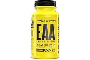 ProAction Aminoacidi Essenziali | EAA Aminoacidi Essenziali in Compresse | Recupero Muscolare, Crescita & Energia | Con BCAA e Vitamine B1, B2, B5 | Senza Zuccheri, Glutine e Lattosio | 240 Compresse