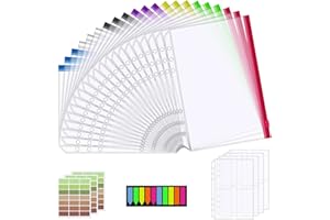 SIMDAO 25Pcs A5 Binder Taschen Set, enthält 21X 6 Löcher Binder Reißverschlus, 4 Sammelkartenhüllen, Aufkleber, Wasserdicht Geld Budget Umschläge für Dokumente, Notizbücher, Karten, Bargeld, Fotos