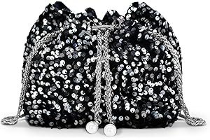 AfitLulu Pailletten Clutch Damen Glitzer Abendtasche Kettentasche, Stilvoll Handtasche Damen Umhängetasche Crossbody Bag mit Abnehmbarer Kette für Termine Parties Bankett