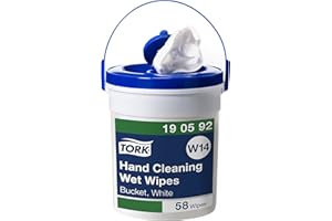 Tork Feuchte Handreinigungstücher im Spendereimer Weiß W14, Ohne Duftstoffe, 1 × 58 Tücher, 190592