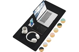 Giecy Tappetino scrivania grande, tappetino mouse, tappetino in sughero per scrivania e Pelle PU Mouse Pad,impermeabile, doppia faccia per proteggere la scrivania in ufficio(Nero,90x43cm)